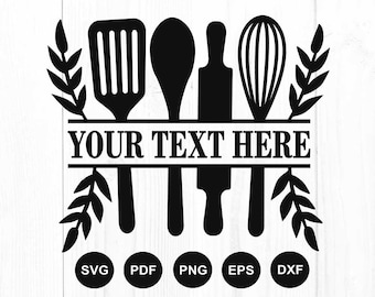 Kitchen Svg, Monogram Svg, Kitchen Sign Svg, Cutting Board Svg, Potholder Svg, Baking Svg, Cooking Svg, Kitchen Cut File, Silhouette, Png