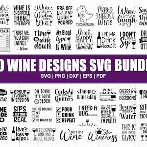 Wine Svg Bundle, Wine Svg, Alcohol Svg Bundle, Wine Glass Svg, Funny Wine Sayings Svg, Wine Quote Svg, Wine Cut Files, Files For Cricut, Dxf zdjęcie 1