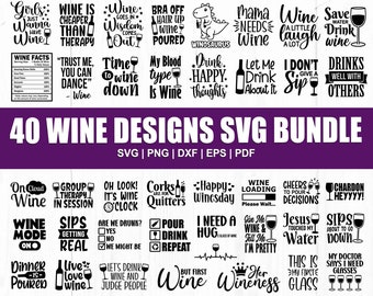 Paquete de vino svg, vino svg, paquete de alcohol svg, copa de vino svg, refranes de vino divertidos svg, cita de vino svg, archivos de corte de vino, archivos para cricut, dxf