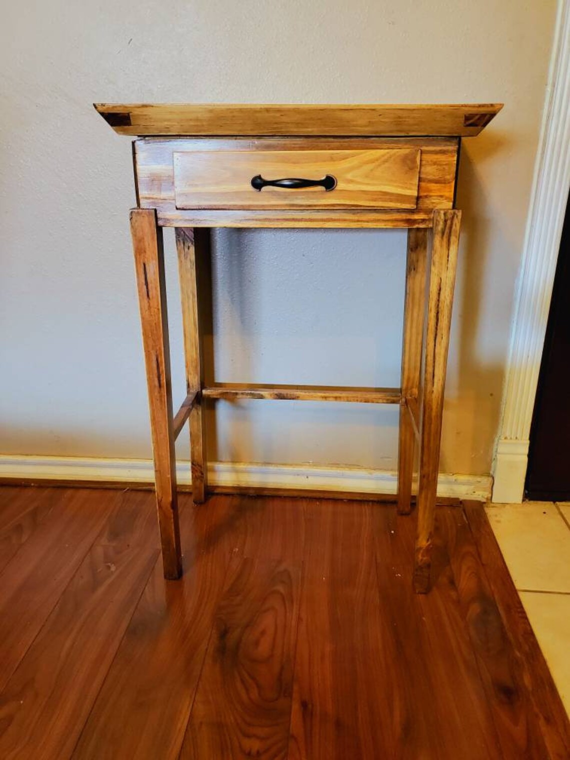Midcentury solid oak end table Etsy