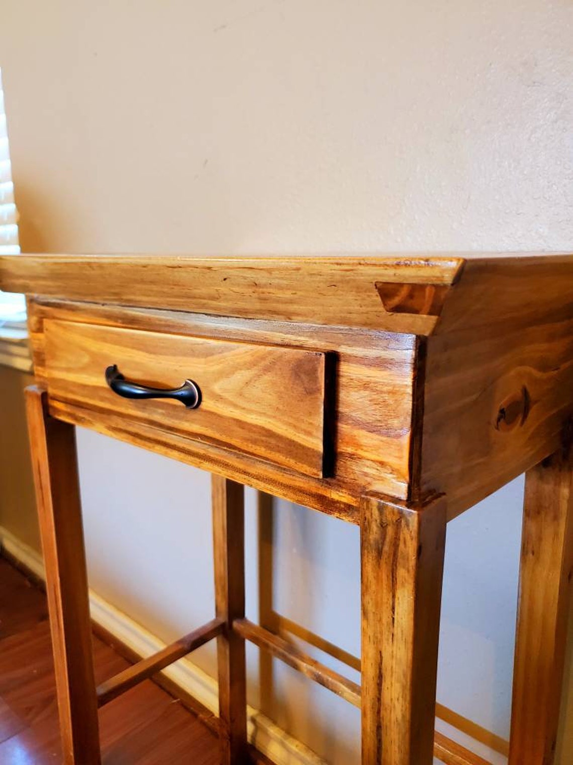 Midcentury solid oak end table Etsy