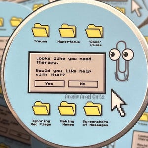 Circle Clippy Advice Microsoft Word Humor Sticker | Waterbottle Friend Gift