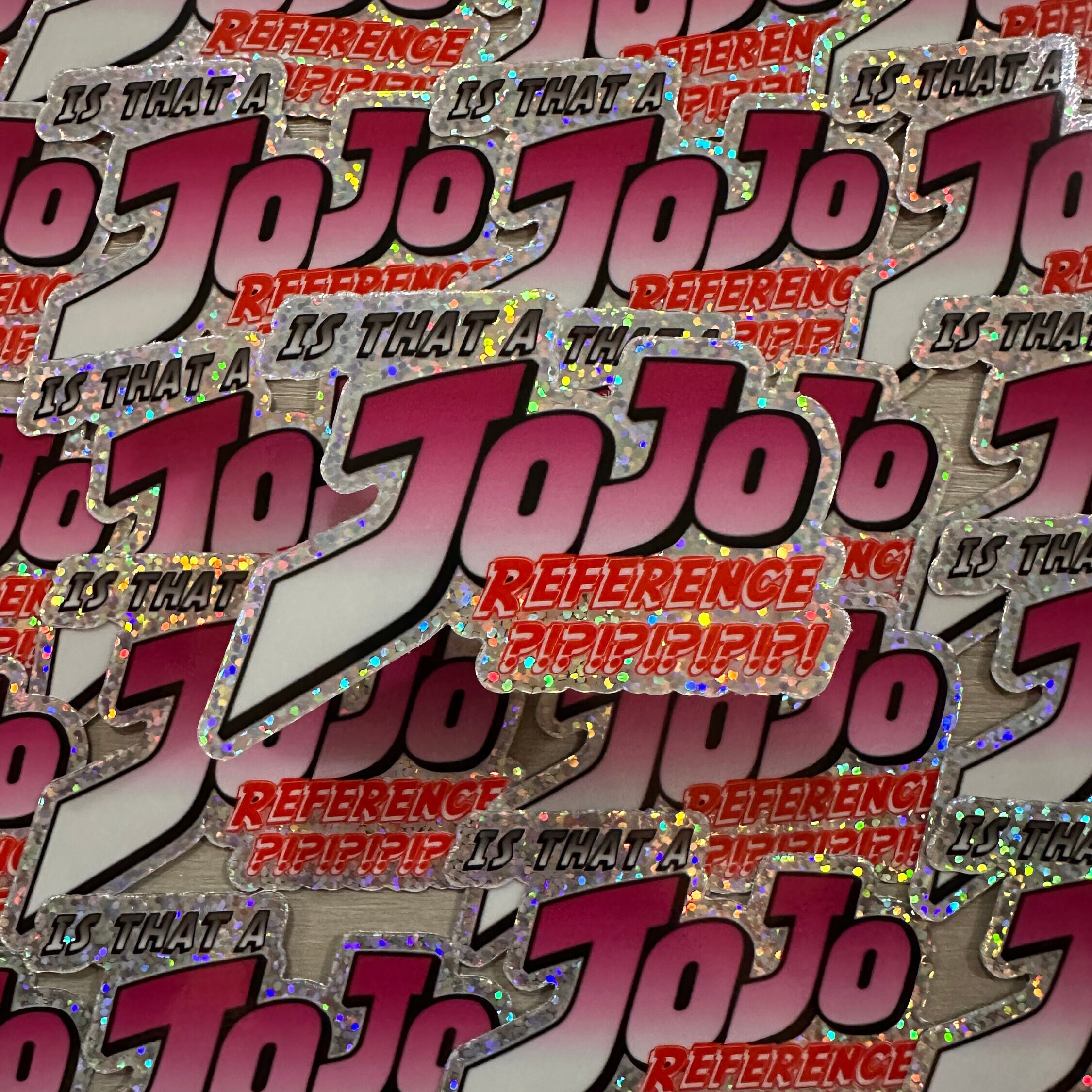 Glitter Jojo Reference Sticker | Anime Meme Bizarre Adventure | Vinyl Waterproof Dishwasher Safe Water Bottle