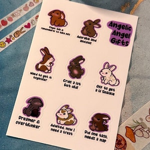 Volwassen uitspraken Little Bunny stickervel | Motivatie Journaling Stickers | Planner cadeau