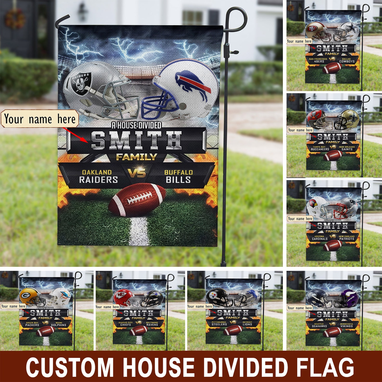Custom House Divided Flag Custom NFL House Divided Flag Etsy