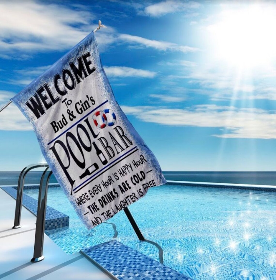 swimming pool flag Custom name Swimming Flag Etsy