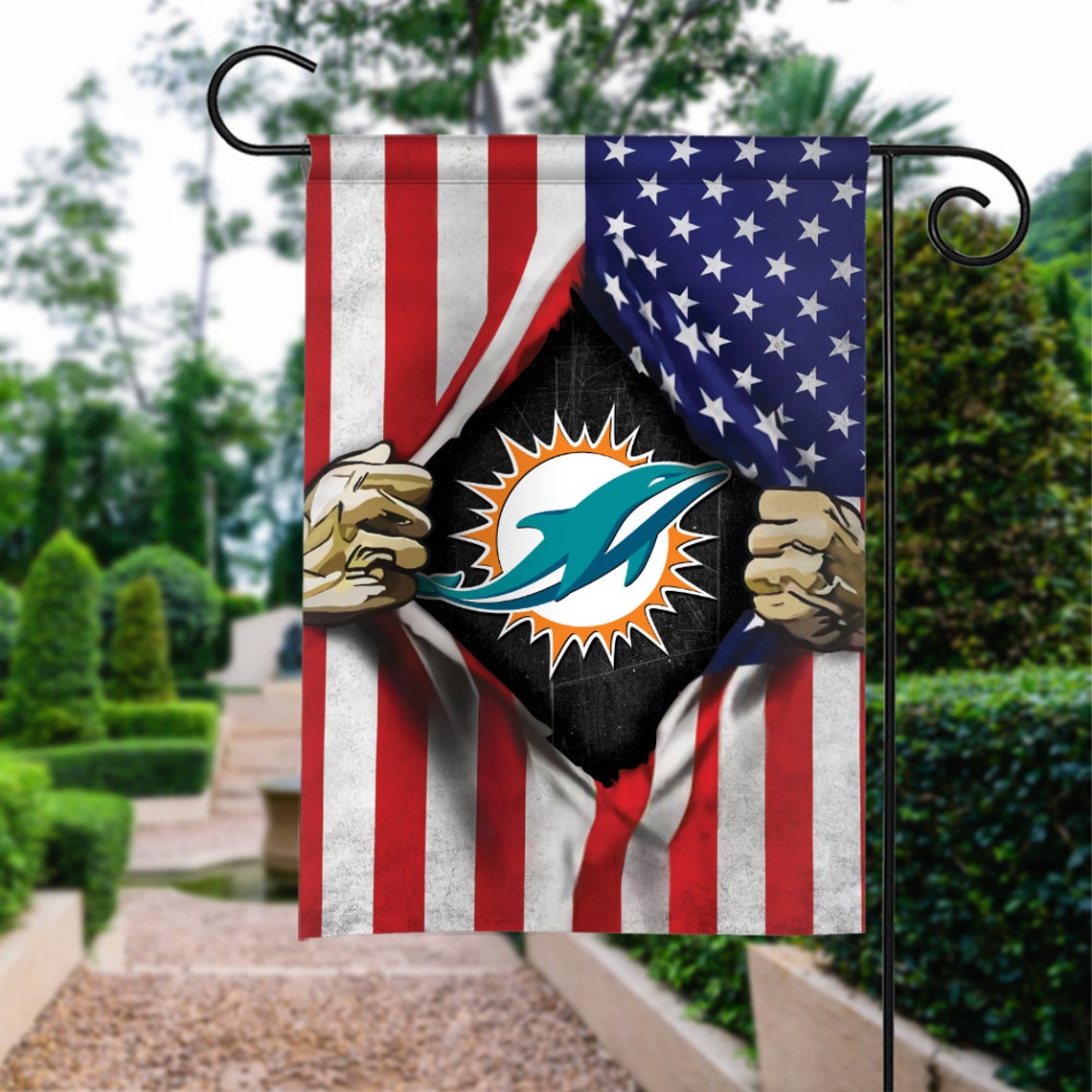 Miami Dolphins Flag Miami Dolphins Lawn Sign Miami Dolphins Etsy