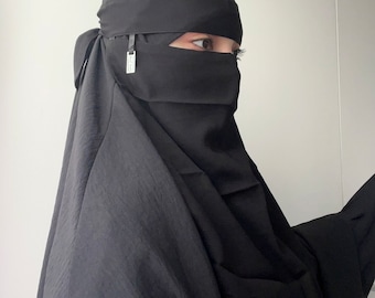 Saudi style one layer niqab with diamanté charm