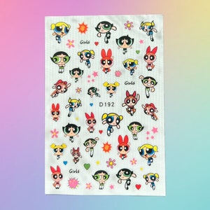 Girl Cartoon Nail Stickers, Nail Decals, Press On Nails