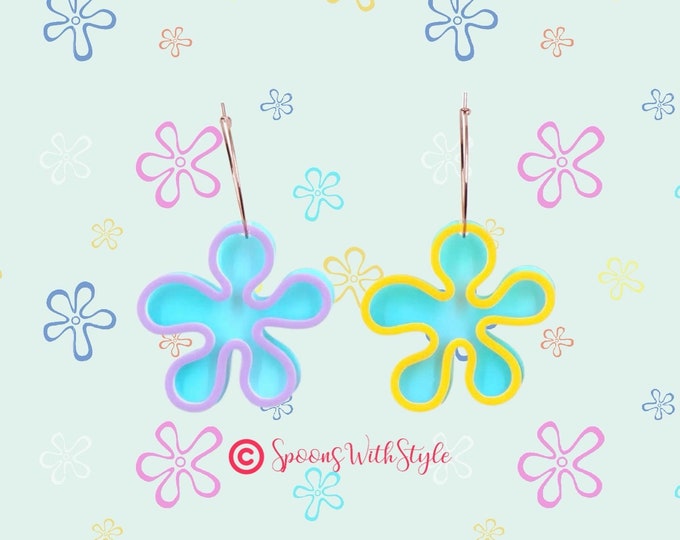 Holographic Flower Earrings, Bikini Bottom Earrings, Statement Earrings