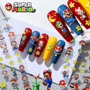 Pegatinas de uñas de gamer de dibujos animados en 3D, calcomanías para uñas, decoraciones de uñas 3D kawaii para mujeres, pegatinas de uñas DIY, pegatinas lindas para uñas, pegatinas para uñas, uñas postizas