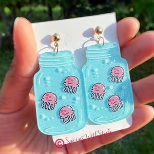 Jellyfish Earrings, Bikini Bottom Earrings, Acrylic Earrings, Statement Summer Earrings