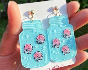 Jellyfish Earrings, Bikini Bottom Earrings, Acrylic Earrings, Statement Summer Earrings