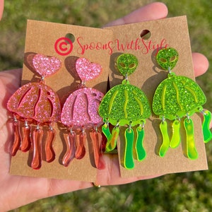 Jellyfish Earrings, Acrylic Earrings, Spring Earrings,Y2K