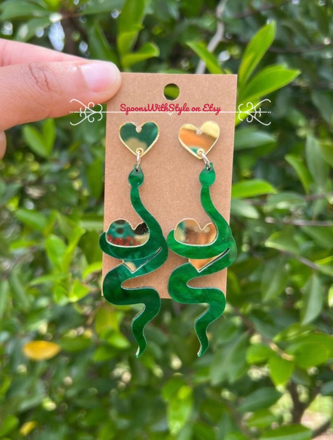 Green Snake Earrings, Heart Earrings, Statement Earrings Etsy Australia