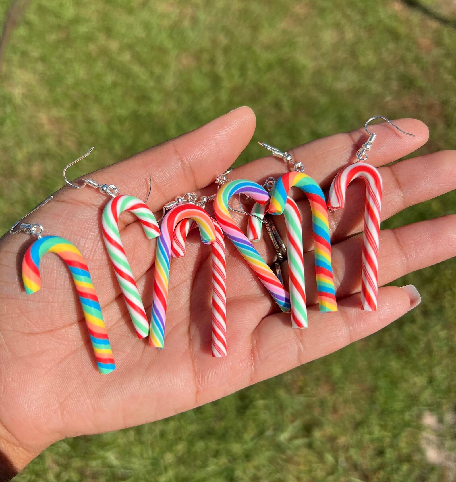 Candy Cane Earrings Christmas Earrings Christmas Gift Etsy