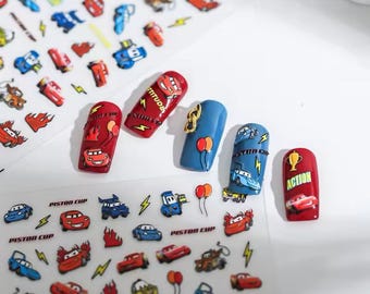 3D Cartoon Nail Stickers, Nail Decals, Halloween Nails, Cars, Press on Nails