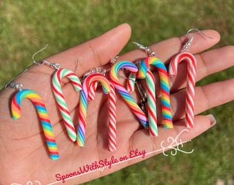 Candy Cane Earrings, Christmas Earrings, Christmas Gift, Holiday