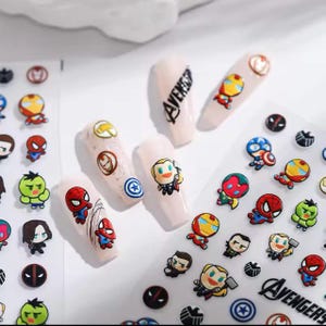 Superhero Nail Stickers, 3D Nail Decals, Press On Nails