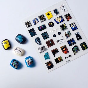 Coraline Nail Stickers, 3D Nail Decals, Halloween Nails