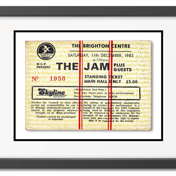 The Jam Final Performance, Brighton Centre 1982  Gig/Concert Ticket Stub Fine Art A4-A1 Print/Poster In The City , All Mod Cons