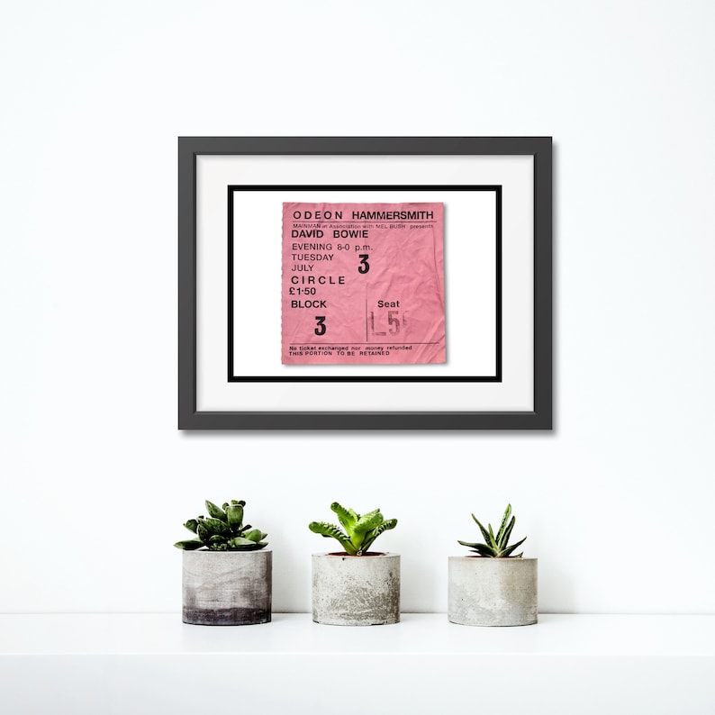 David Bowie Aladdin Sane Hammersmith Odeon 1973 Concert Ticket Stub Fine Art Print Ziggy Stardust