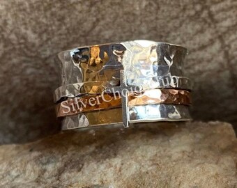 Sterling Silver Cross Spinner Ring: Religious Christian Jewelry