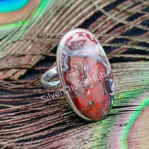Crazy Lace Agate Sterling Silver Statement Ring