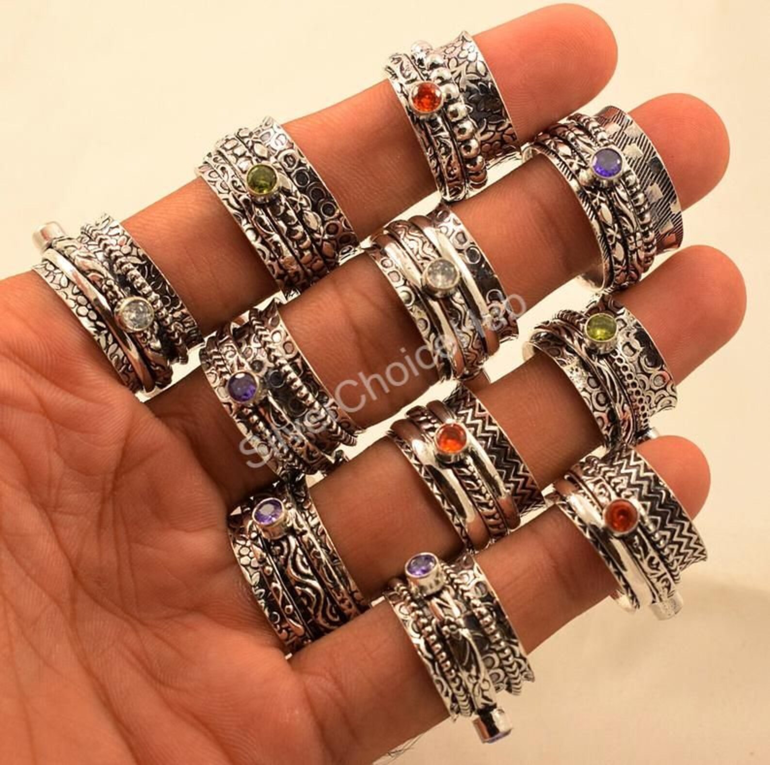 Wholesale Bulk Lot PCs. Jewelry Multi Stone Spinner Ring | Etsy