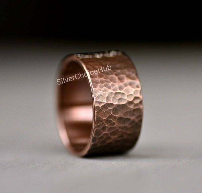 Matte Hammered Copper Ring Hammered Ring Handmade Thick Ring Made to Size Custom Engraving Sieraden Ringen Banden 