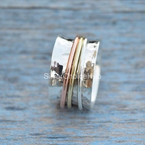 Sterling Silver Spinner Ring: Handmade Anxiety Meditation Ring