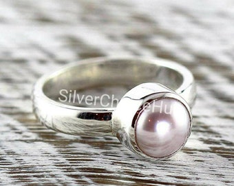 Pink Fresh Water Pearl Ring, 925 Sterling Silver Ring, Handmade Ring, Stack Ring, Pearl Ring, Silver Ring, Gift For Her, Minimalist Ring