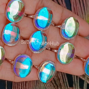 Angel Aura Quartz Ring: 925 Silver Plated Gemstone Ring