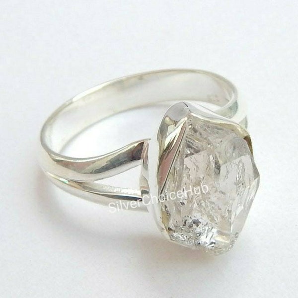 Natural Herkimer Diamond Ring* 925 Sterling Silver Ring* Raw Gemstone Ring* Diamond Crystal Ring* Handmade Ring* Herkimer Ring* Silver Ring.