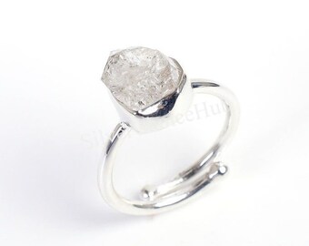 Adjustable Herkimer Diamond Ring* 925 Sterling Silver Ring* Raw Gemstone Ring* Diamond Crystal Ring* Handmade Ring* Natural Herkimer Ring.