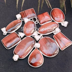 Natural Red Tiger Eye Gemstone Pendant, 925 Silver Plated Pendant, Handmade Bezel Lot Pendant, Wholesale Lot Jewelry Red Tiger Eye Pendant image 4