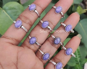 Wholesale Rings, Charoite Ring, 925 Silver Plated Ring, Wholesale Lot Rings, Handmade Ring, Gemstone Rings Lot, For Sale, US Size 6 To 10.