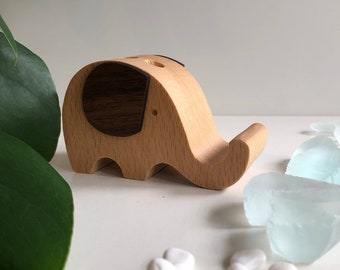 Suporte de madeira para telefone ou tablet (elefante)