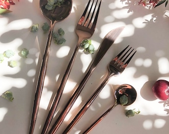Stainless Steel Cutlery Set (Mirror Rose Gold)