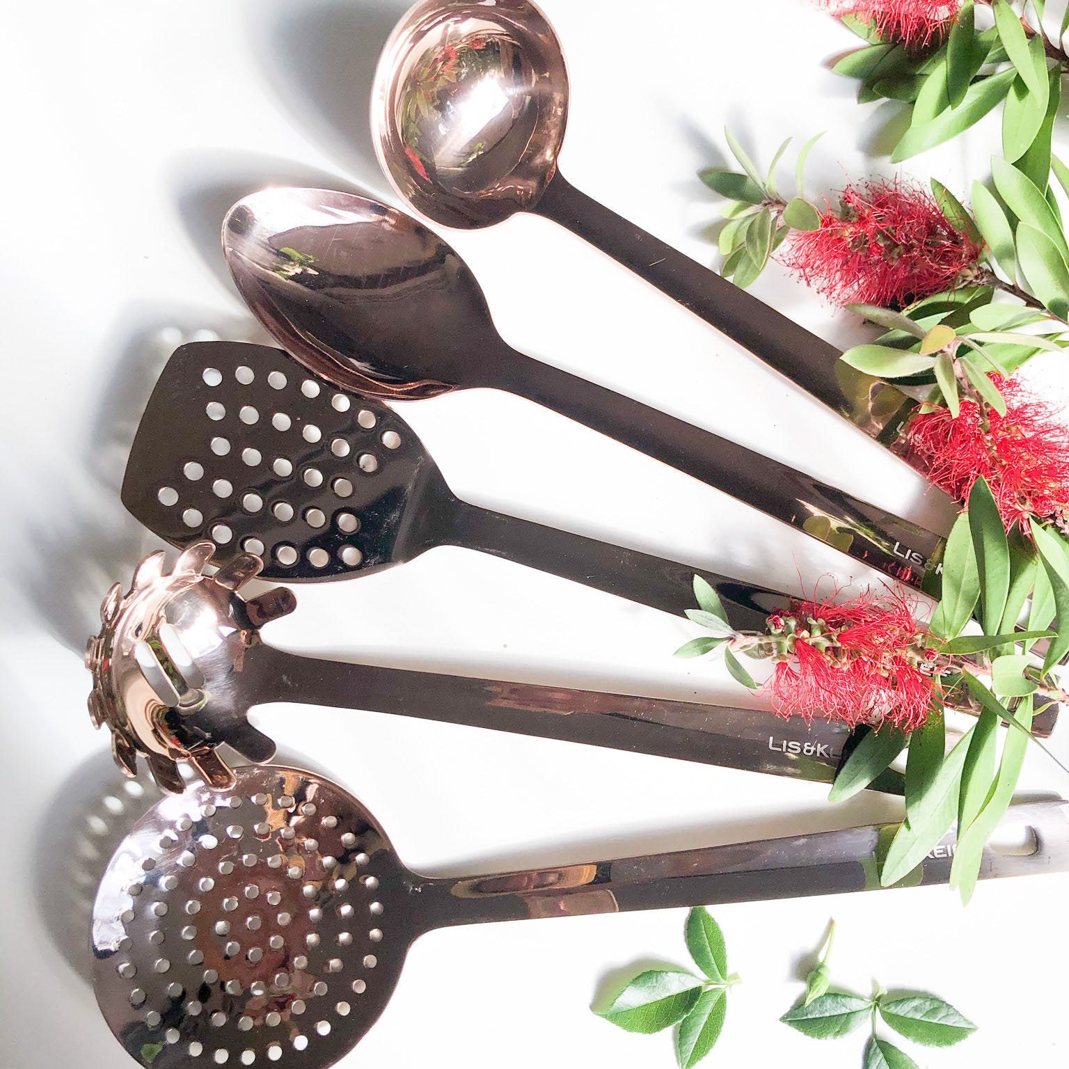 Rose Gold Utensil Set 5 pieces Cooking Utensils Etsy