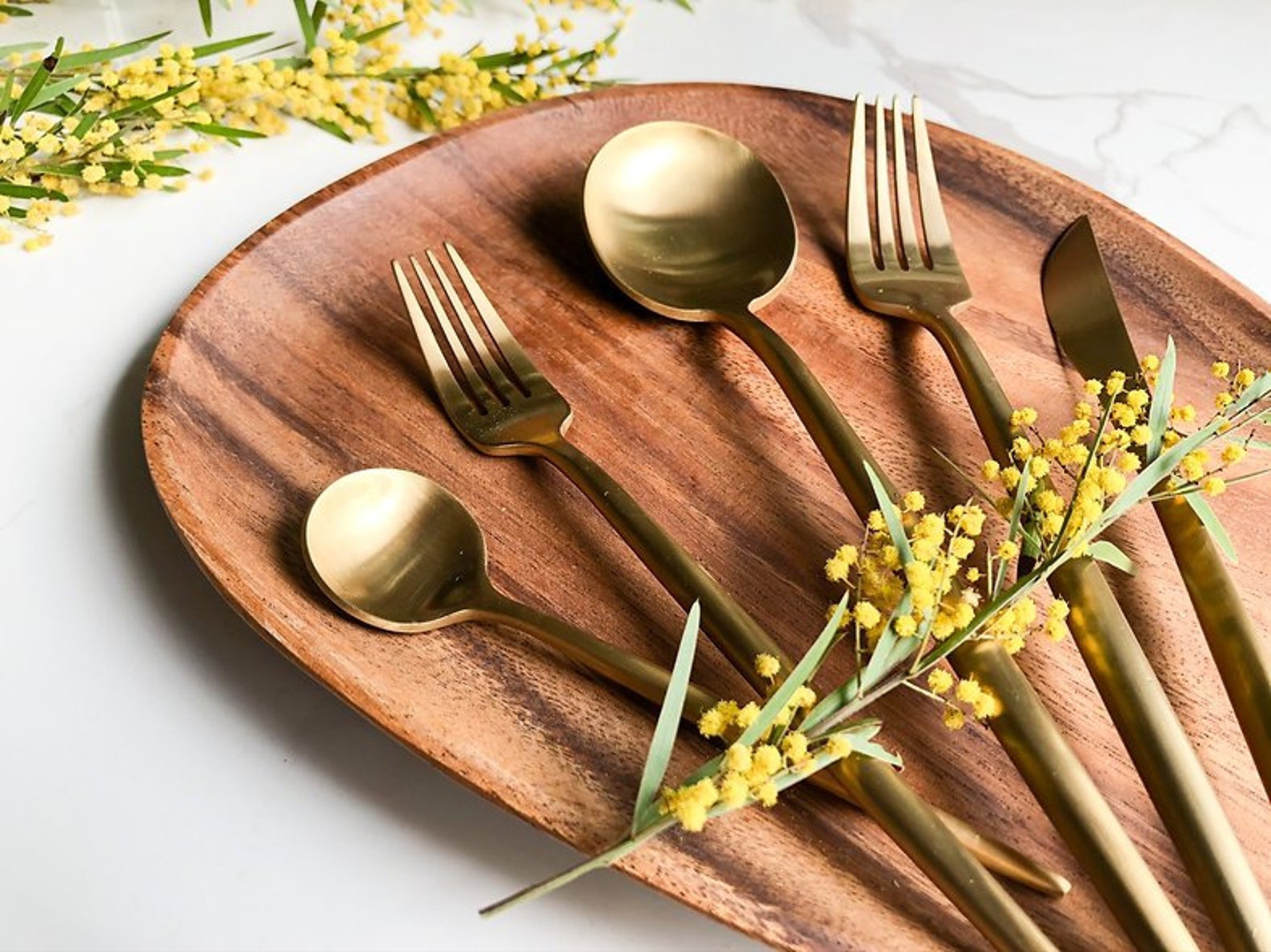 Stainless Steel Cutlery Set gold 2 Sets Gold Silverware / Etsy