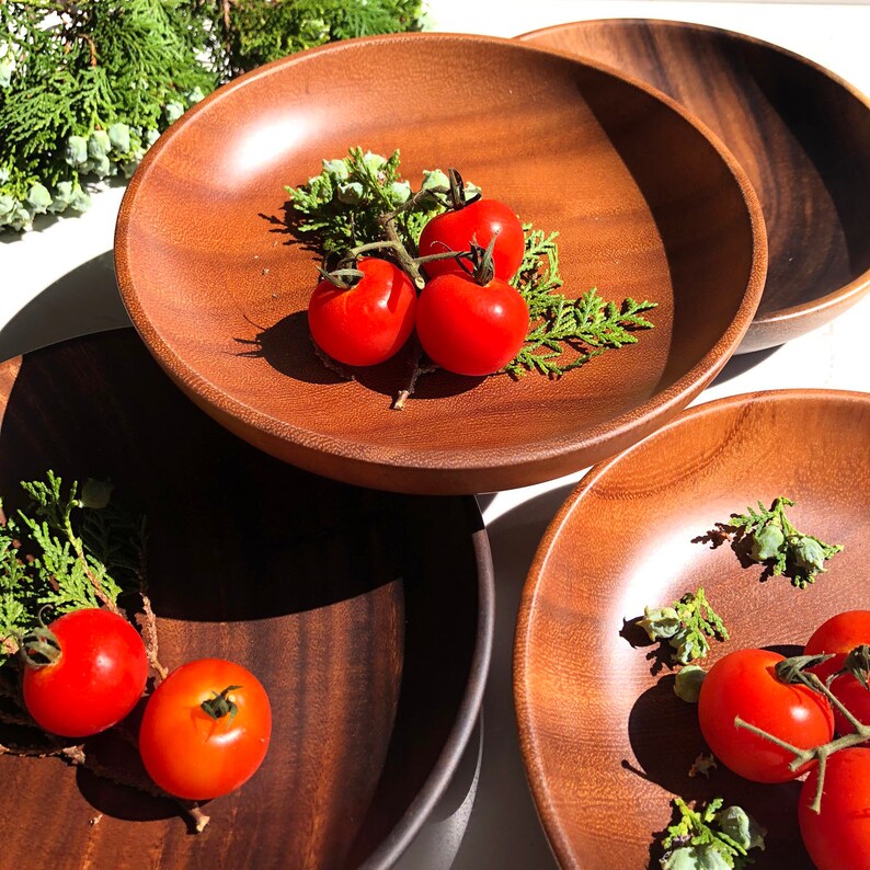 Acacia Wooden Round Bowl Bowl Serving Bowl Dinnerware Etsy
