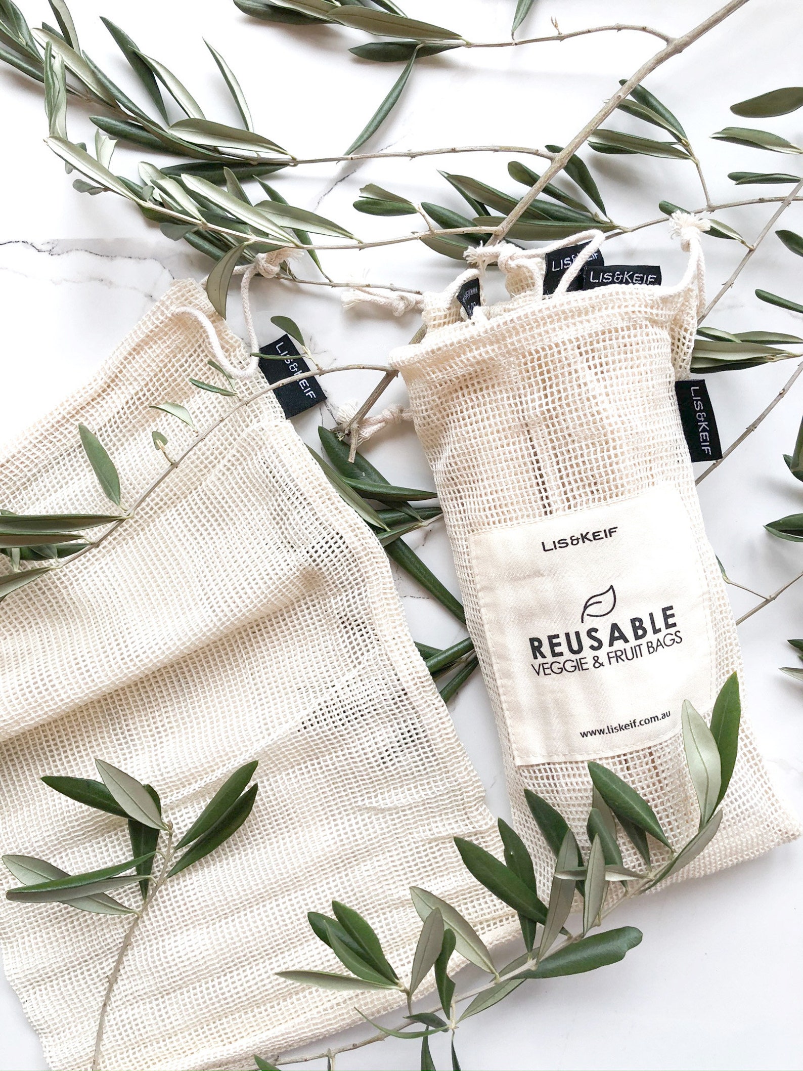 Cotton Produce Bags set of 4 Medium Size Bags Reusable Produce Bags