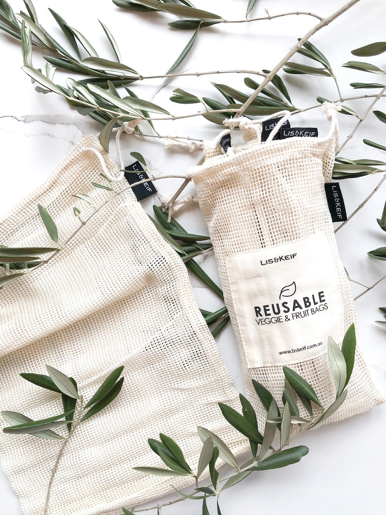 Cotton Produce Bags set of 4 Medium Size Bags Reusable Produce Bags