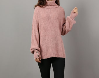 Oversized Pullover, Rollkragenpullover, Pullover Frauen Pullover, Stehkragen Pullover lange(Y2205)
