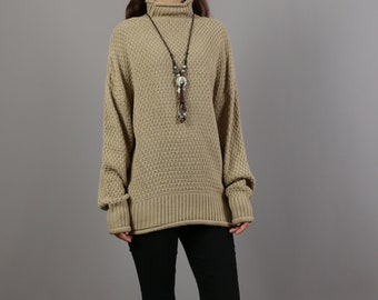 Oversized Pullover, Rollkragenpullover, Pullover Pullover Damen, High Neck Pullover, Long Sweater(Y2305)