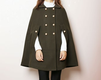 Wool Cape Coat, Wool Poncho, Wool Cloak Jacket, Winter Coat