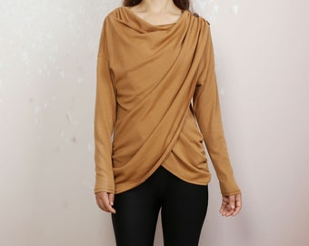 Long sleeve t shirt, tops for women, cotton tops, cowl neck top, knit top(Y2159)