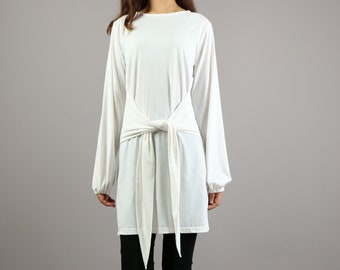 Women's cotton tunic dress, cotton dress, oversized tunic dress, casual customized tops, long t-shirt(Y2034)