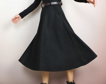 スカート WOOL SKIRT WITH REMOVABLE BELT Wool Skirt With Belt, Winter Skirt, Custom Made Skirt, Midi